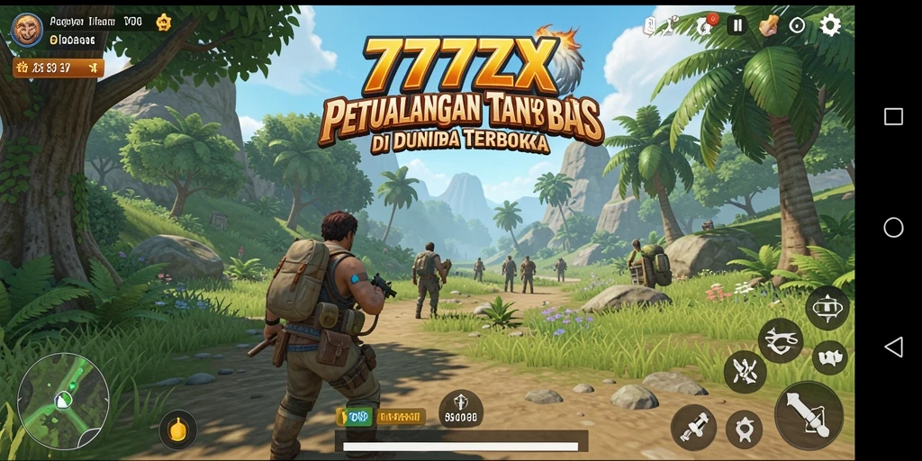 Tampilan gameplay 777ZX dengan dunia eksplorasi yang luas.