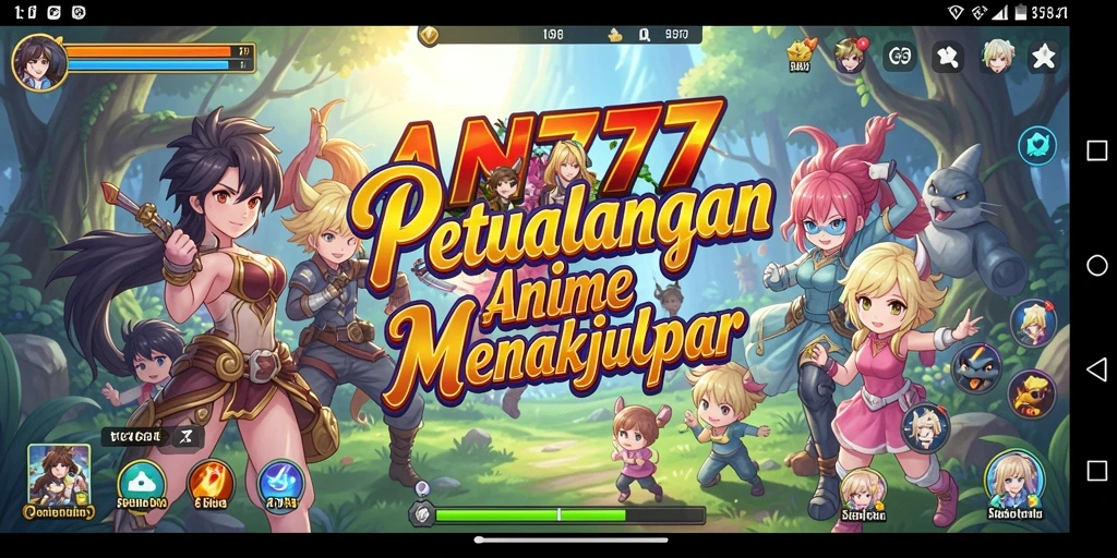 Screenshot AN777 menampilkan aksi pertarungan karakter anime yang mendebarkan.