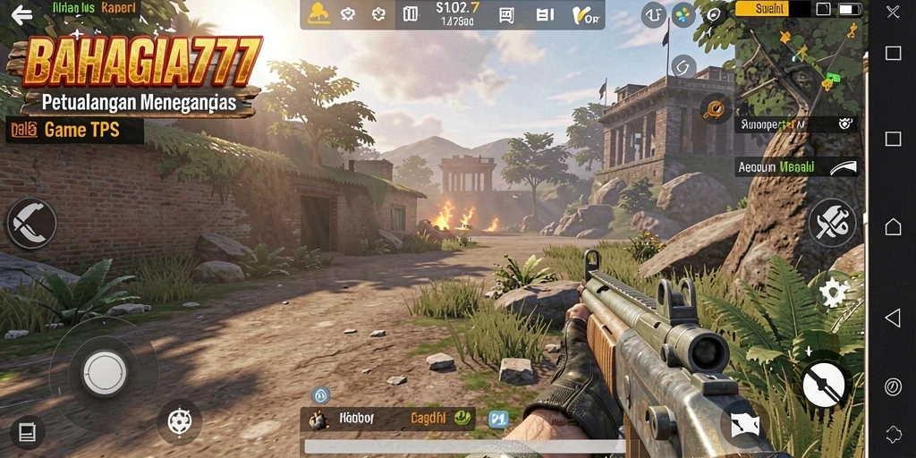 Tangkapan layar utama BAHAGIA777 menampilkan aksi seru dalam gameplay TPS.