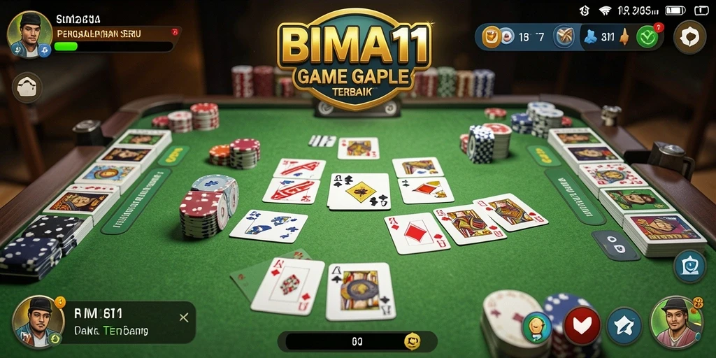 Tampilan gameplay BIMA11 yang menarik di atas meja Gaple.