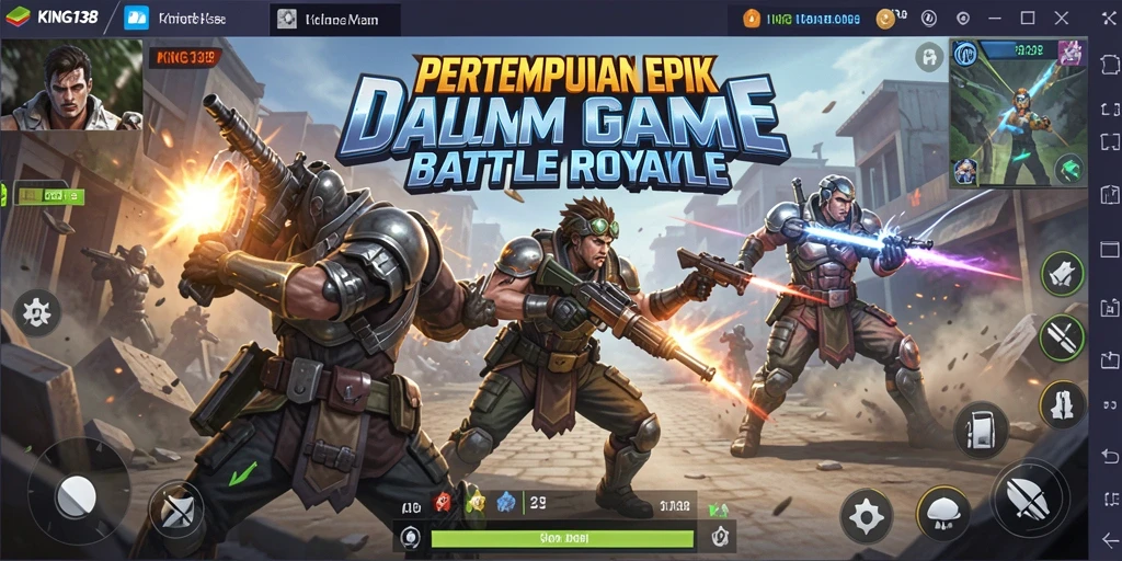 Tangkapan layar KING138 menampilkan aksi Battle Royale yang mendebarkan.