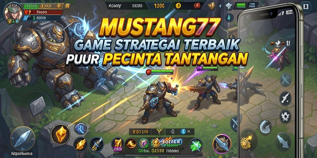 Tangkapan layar utama dari gameplay <strong>MUSTANG77</strong> yang menampilkan strategi pertempuran intens.