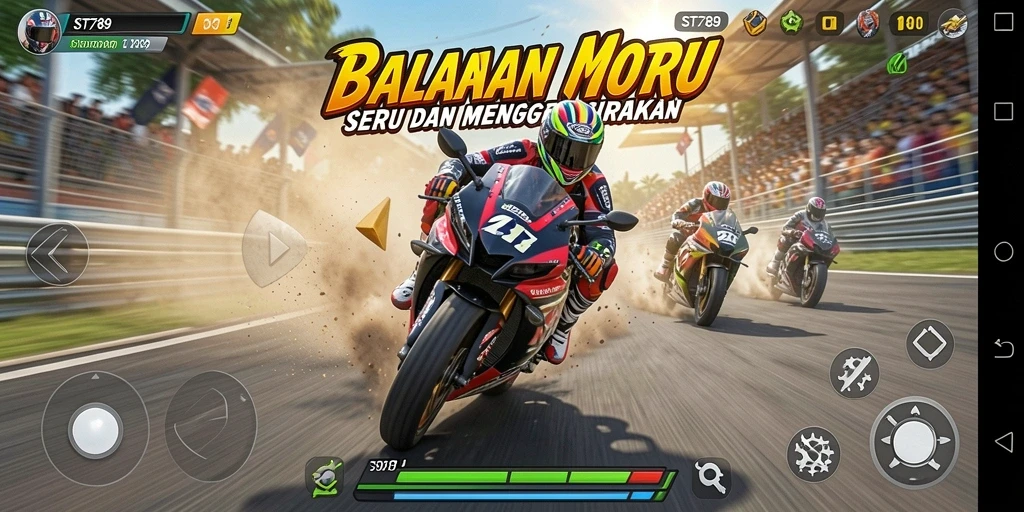 Gameplay balapan motor yang seru dan mendebarkan di ST789.